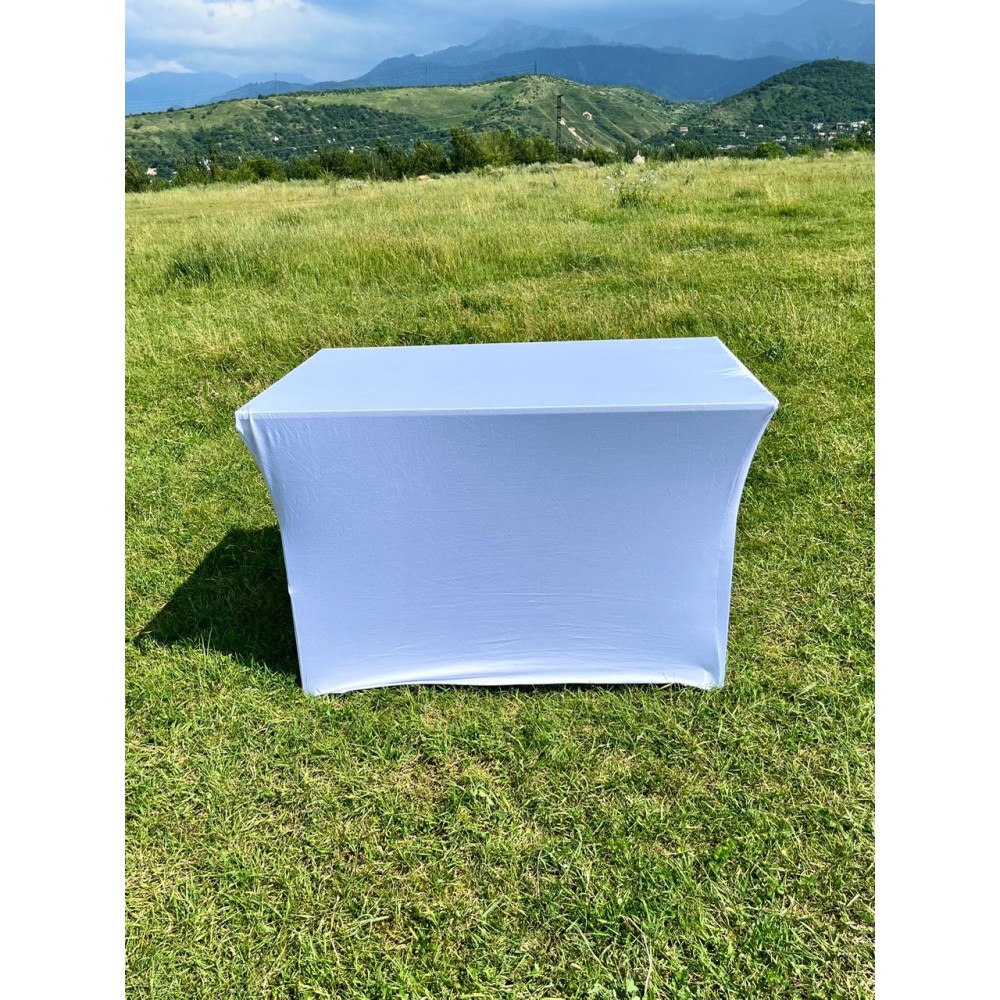 Чехол стрейч белый на стол 120х80см