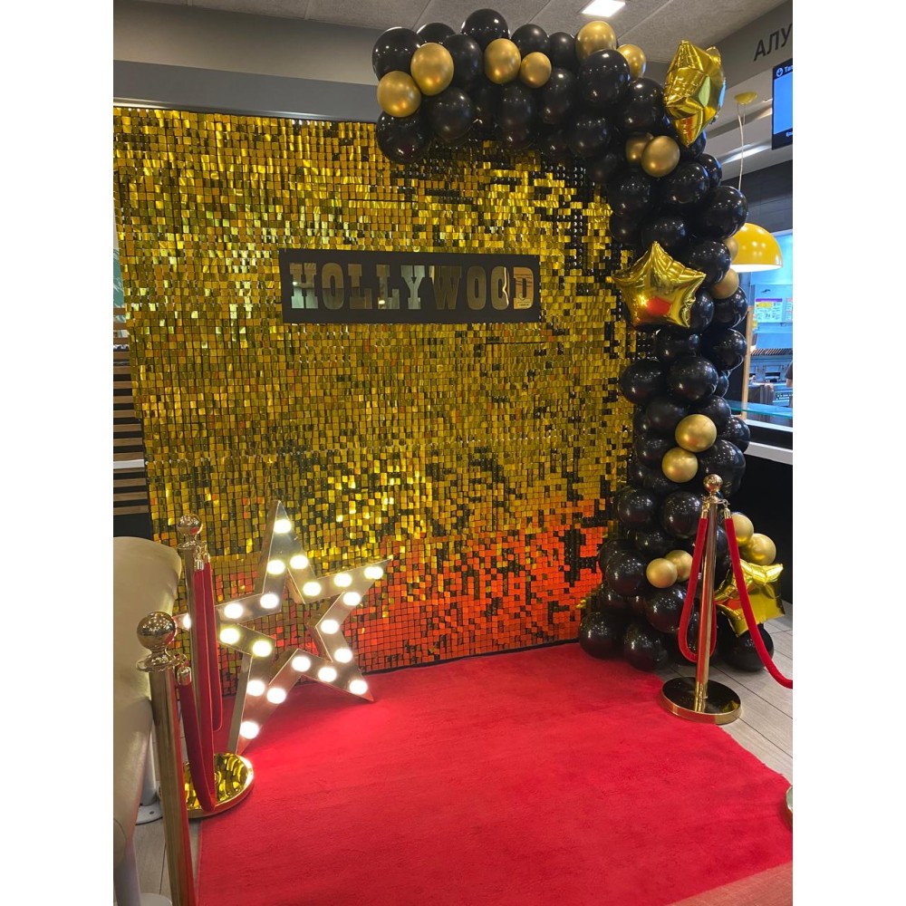 Фотозона с пайетками и шарами 2,4 на 2,4 м