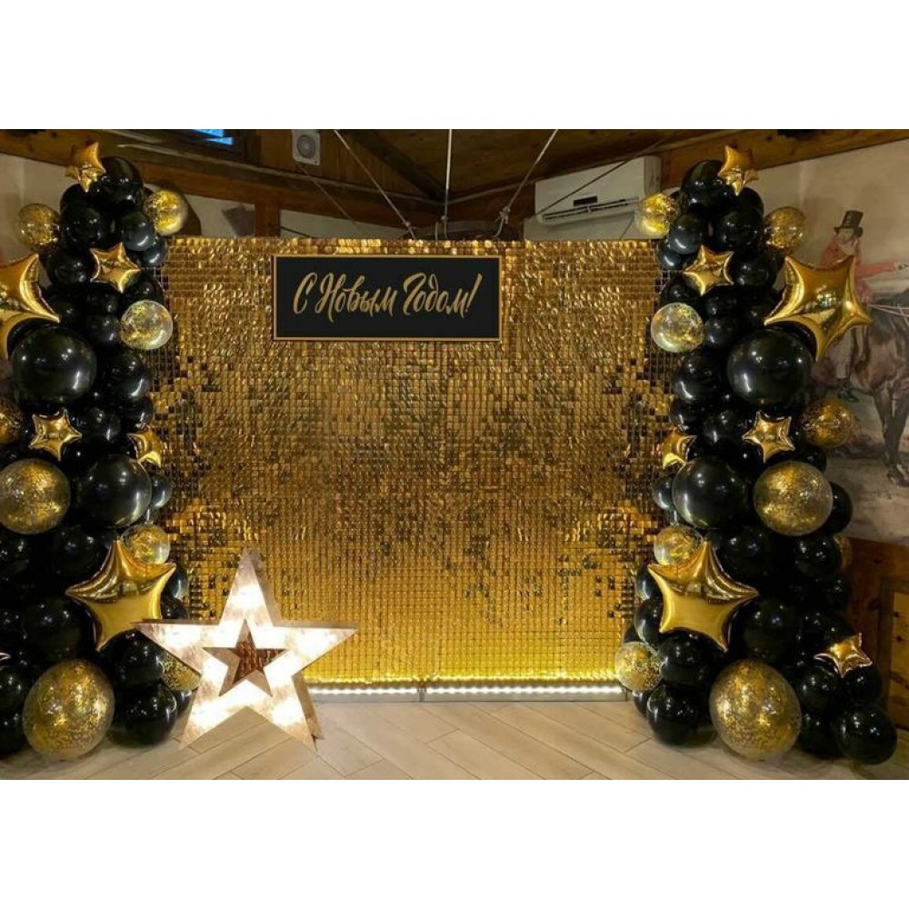 Фотозона с пайетками и шарами 2,4 на 2,4 м