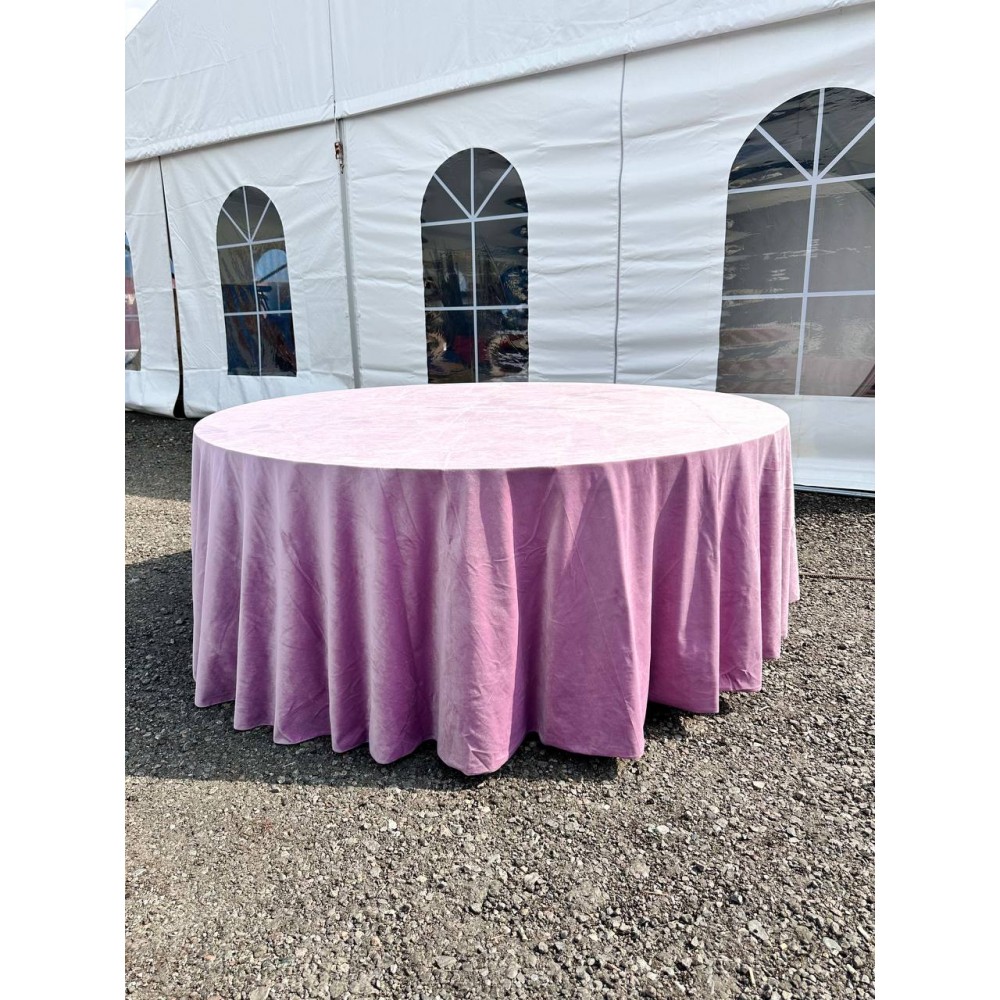Стол круглый 200см с лиловой скатертью 3,4м