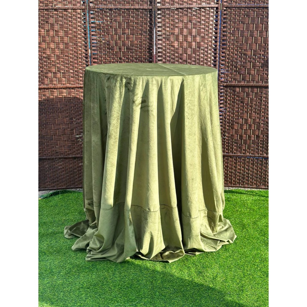 Стол фуршетный с оливковой скатертью 3,4м без банта